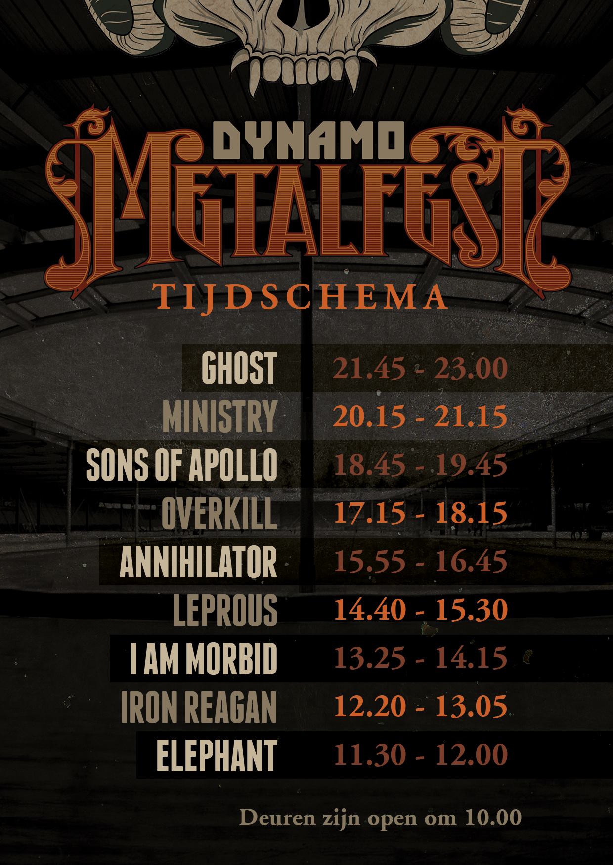 Dynamo Metal Fest maakt het tijdschema bekend