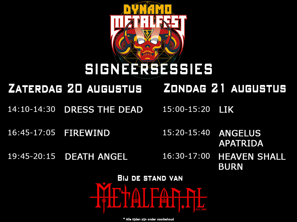 Tijdschema signeersessies Dynamo Metalfest bekend