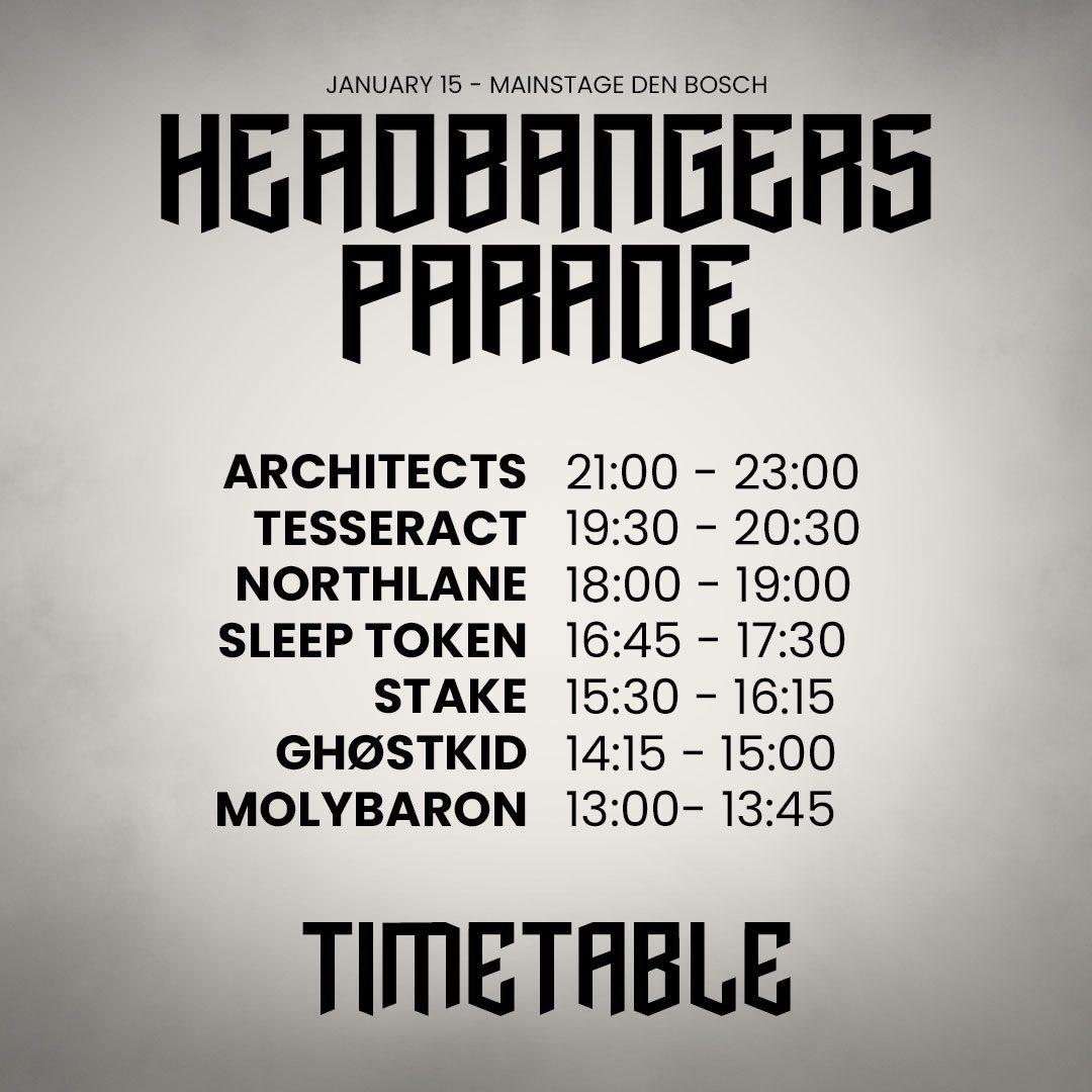 Tijdschema Headbangers Parade bekend