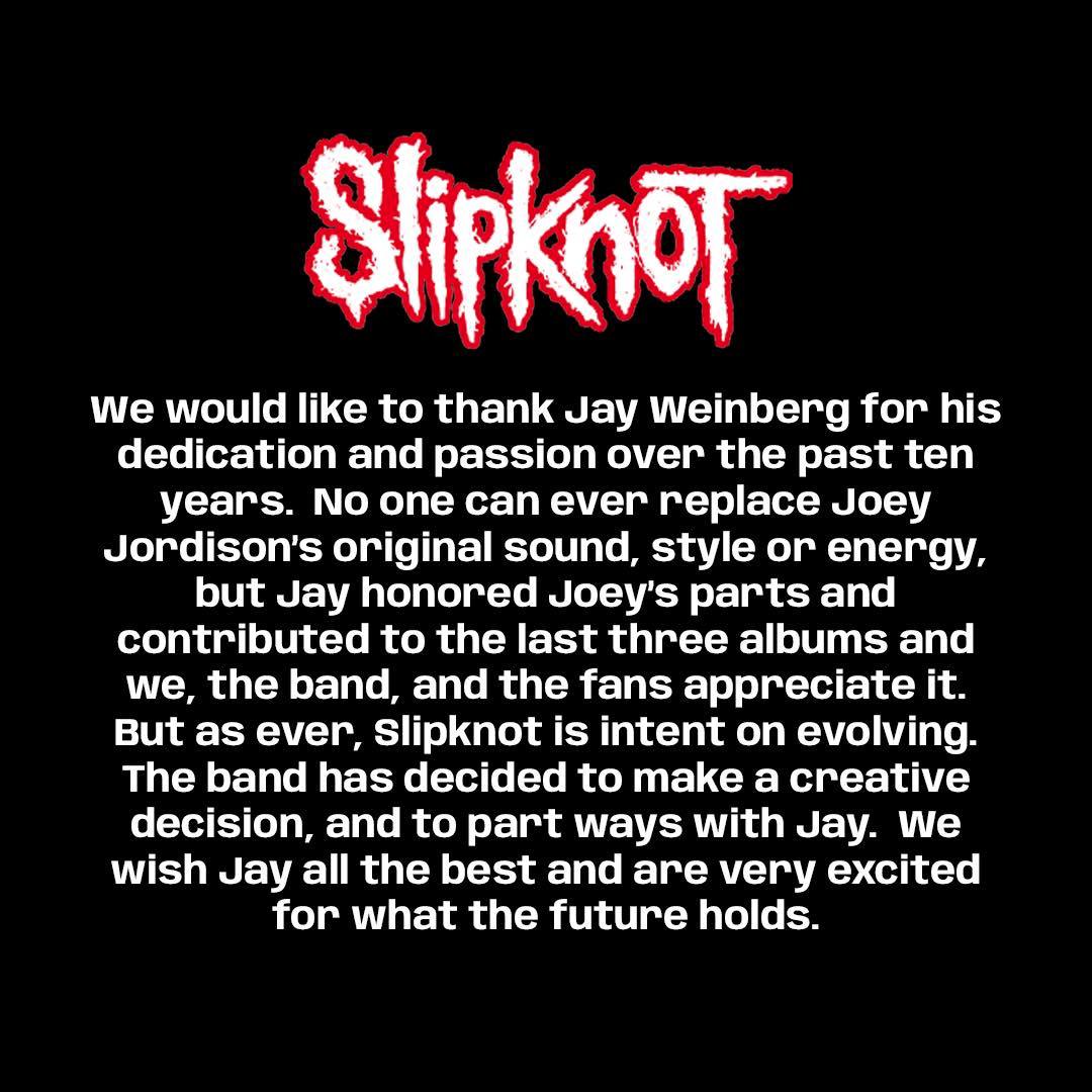 Slipknot neemt afscheid van drummer