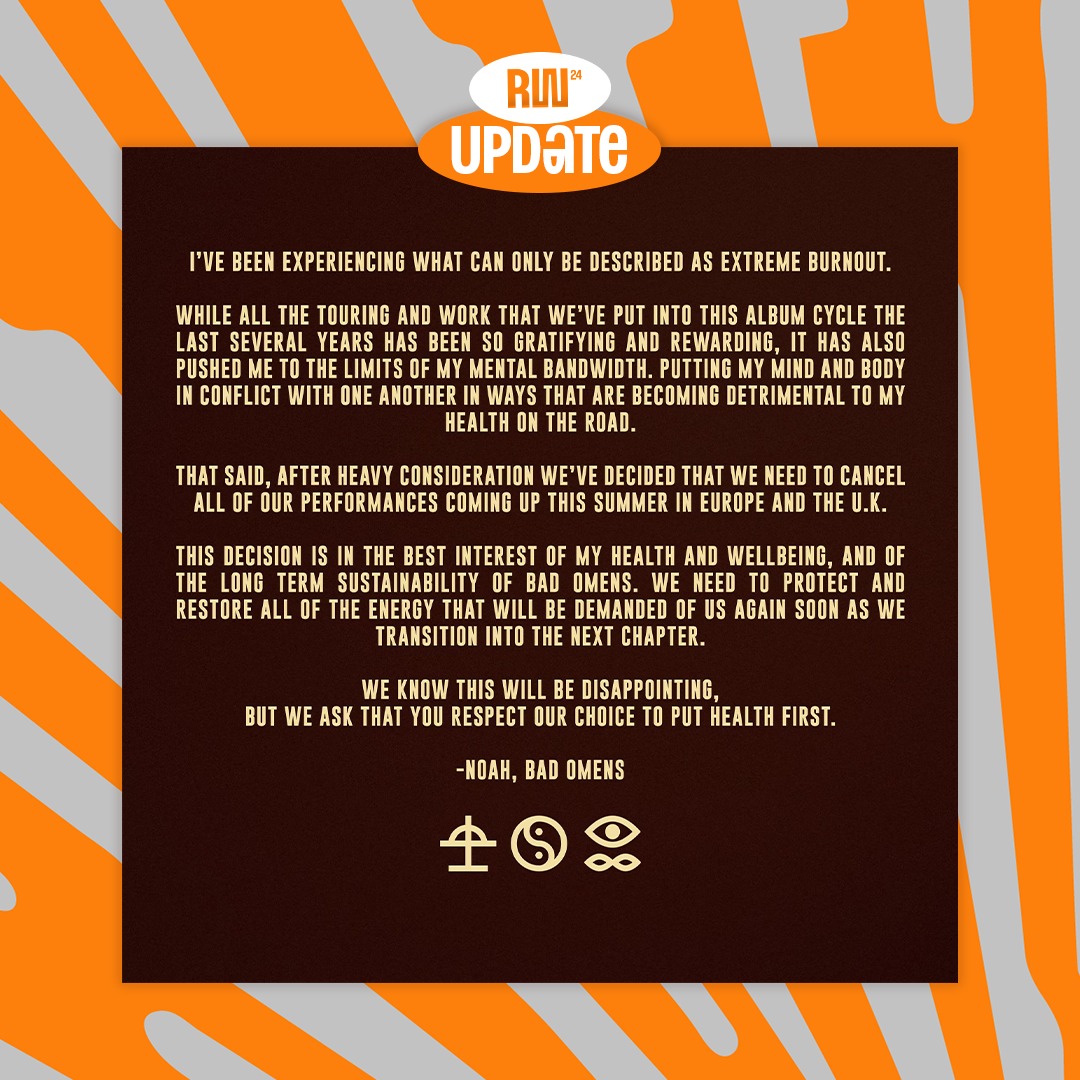 Bad Omens zegt Europese tournee af