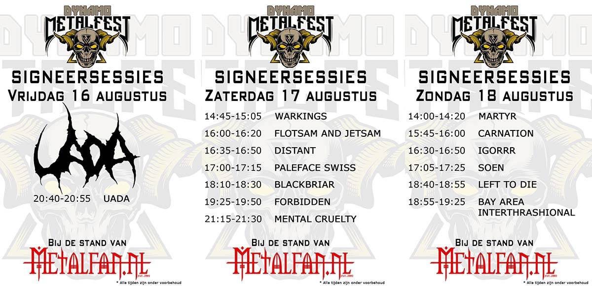 Dynamo Metalfest 2024: schema van de signeersessies