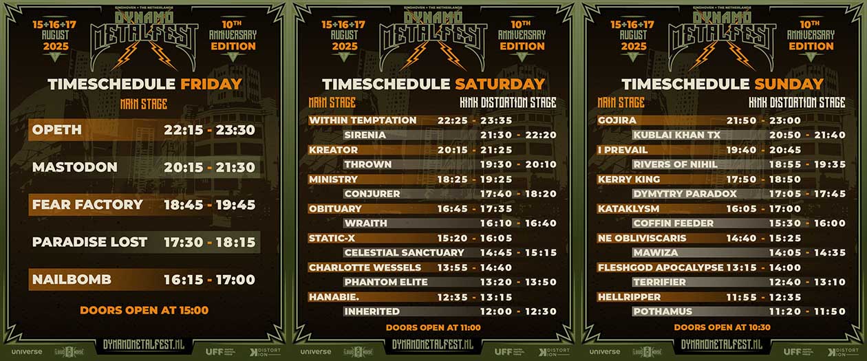 Tijdschema Dynamo Metalfest
