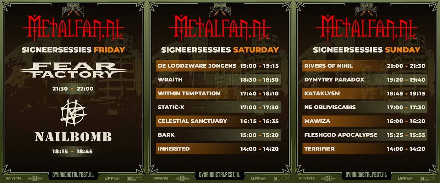 Tijdschema signeersessies Dynamo Metalfest
