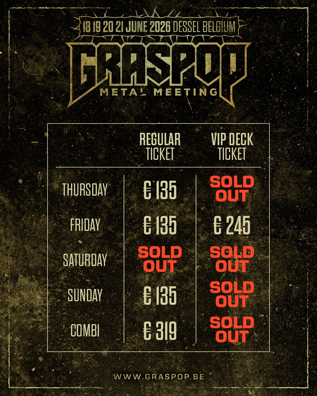 Dagkaarten Graspop-zaterdag uitverkocht