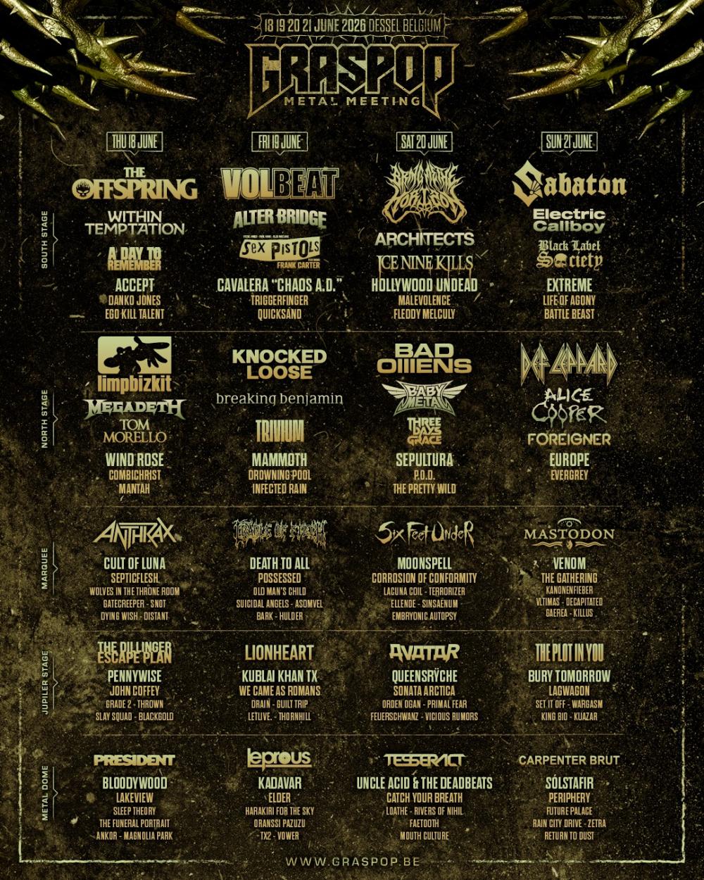 Wijzigingen in Graspop line-up