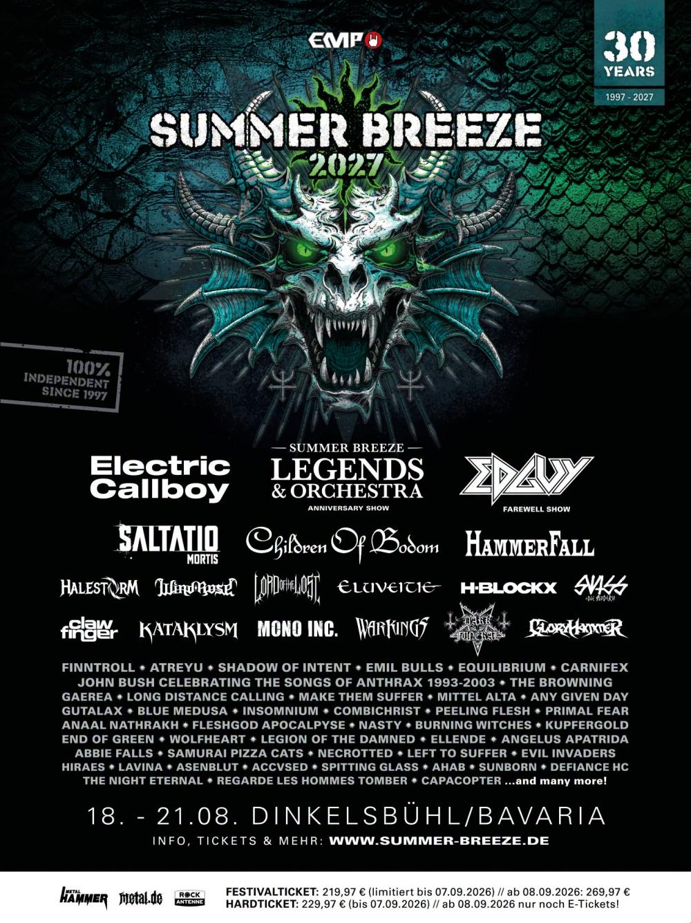 Summer Breeze maakt eerste 63 namen voor 2027 bekend