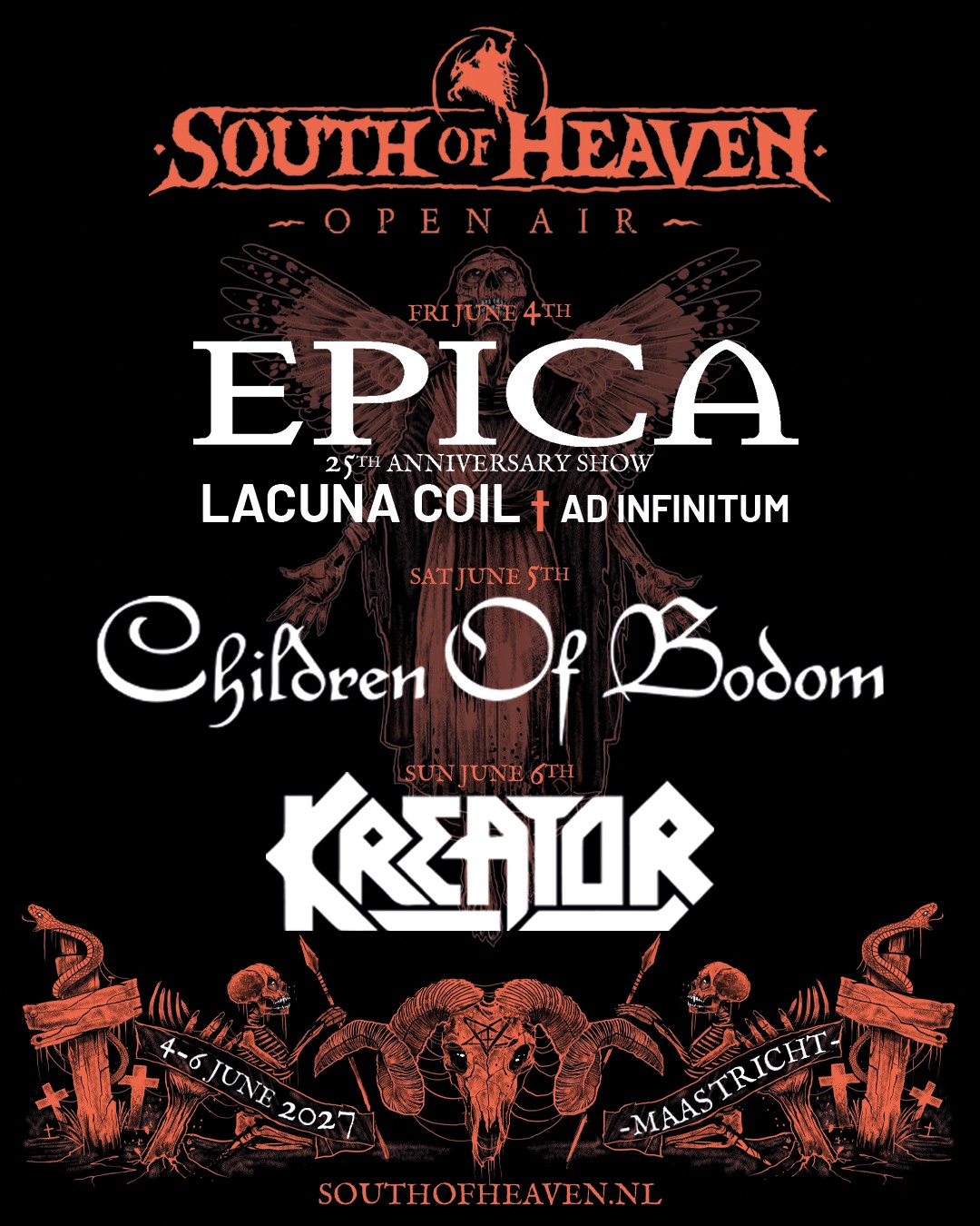 Epica, Children Of Bodom en Kreator headlinen South Of Heaven 2027